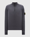 Stone Island Virgin Wool Quarter Zip Sweatshirt Dark Grey
