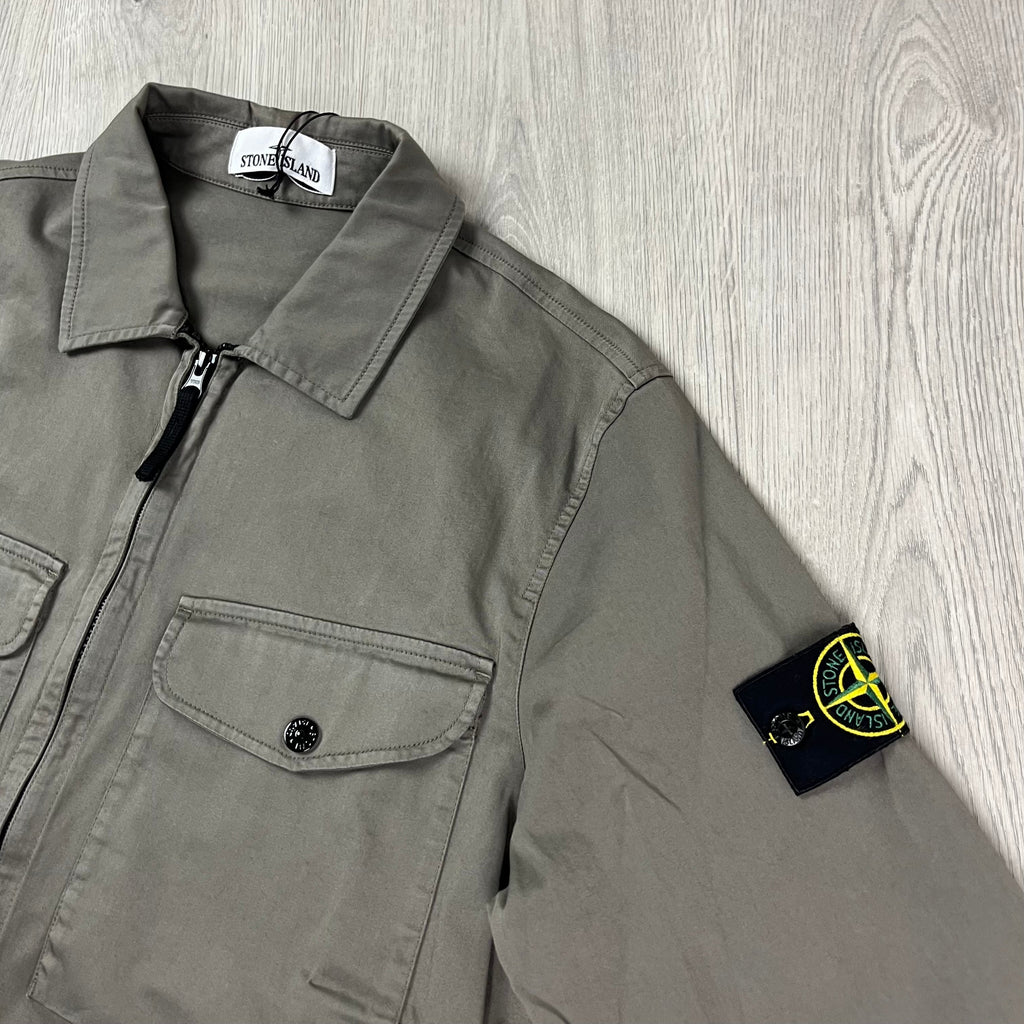 Stone Island Zip Overshirt - Walnut