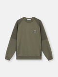 Stone Island Patch Logo Paneled Sweatshirt In Khaki
