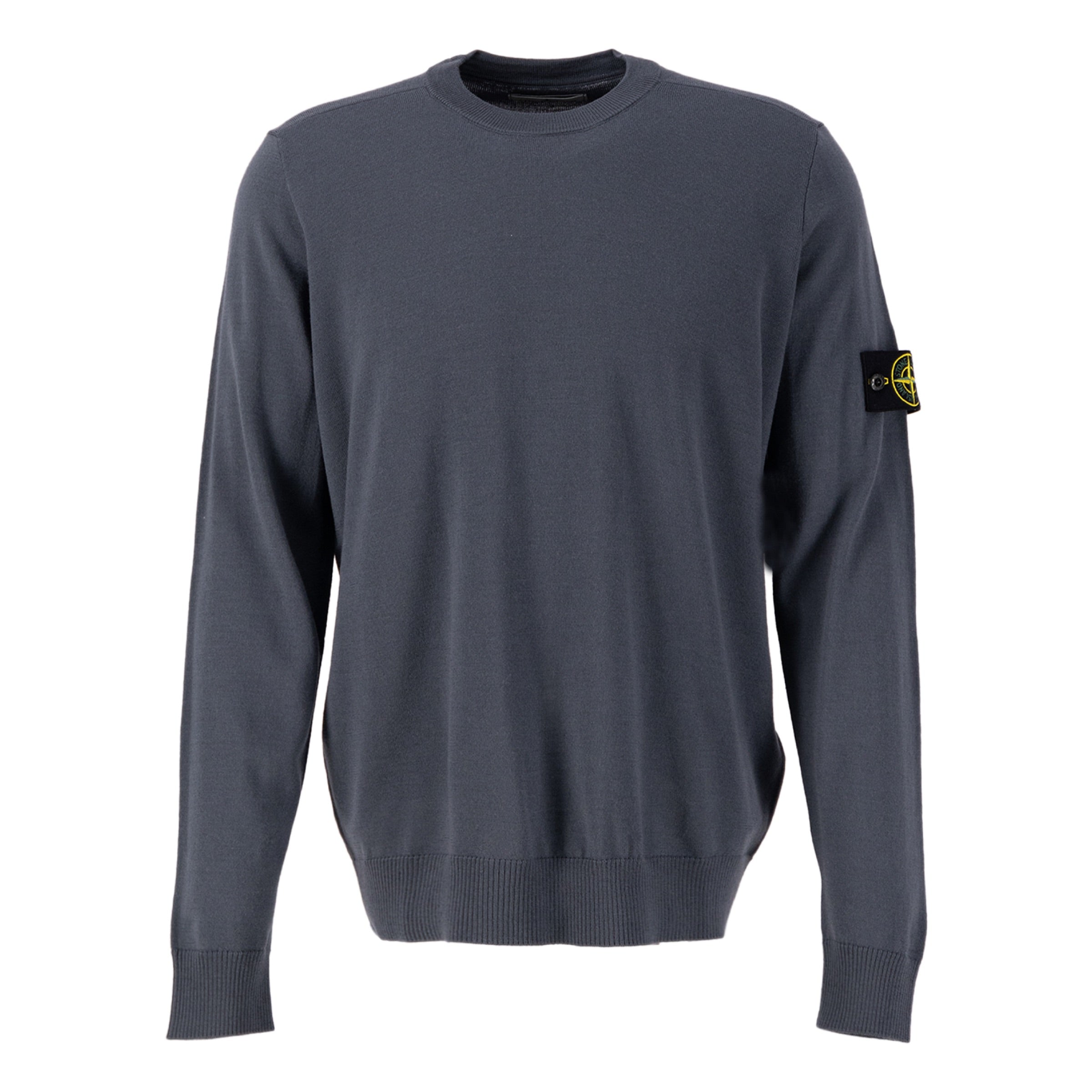 Stone Island Light Wool Crewneck Knit Sweatshirt Dark Grey
