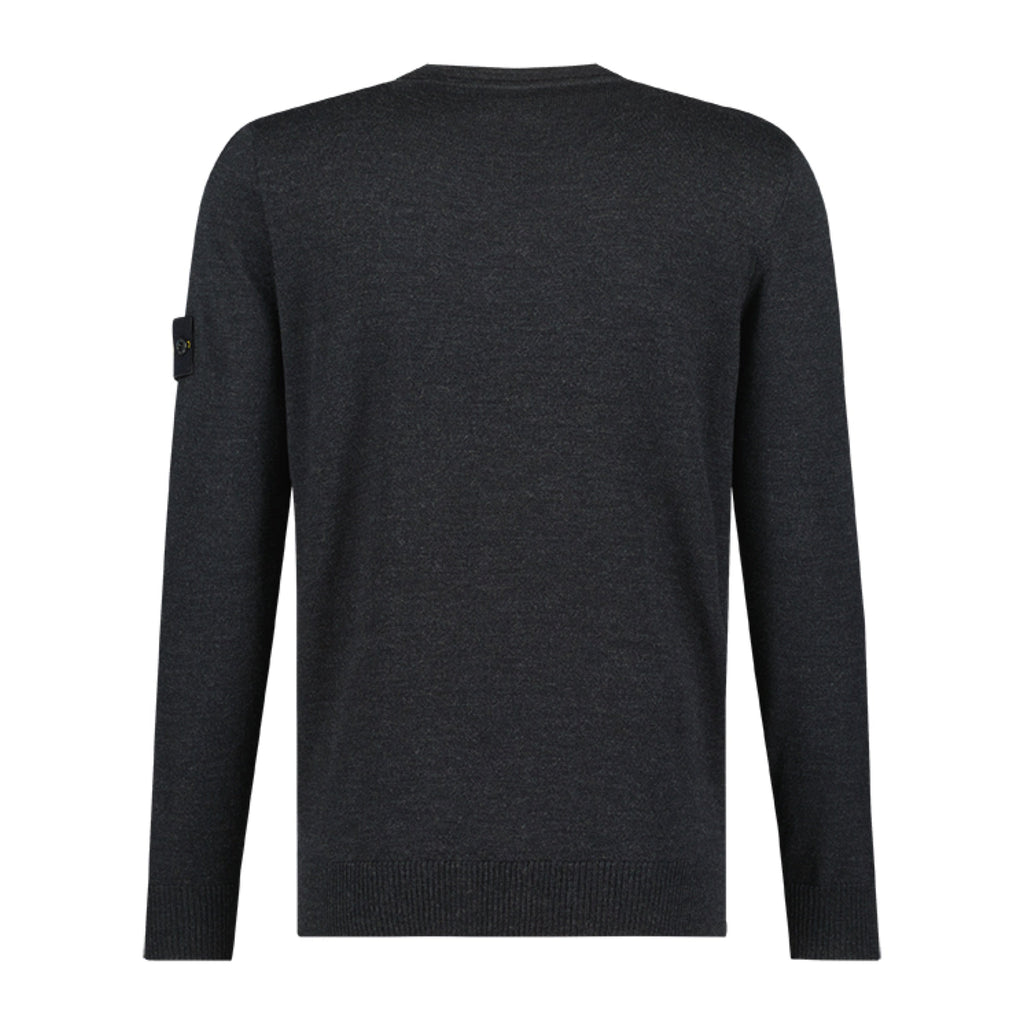 Stone Island Virgin Wool V Neck Sweatshirt in Charcoal