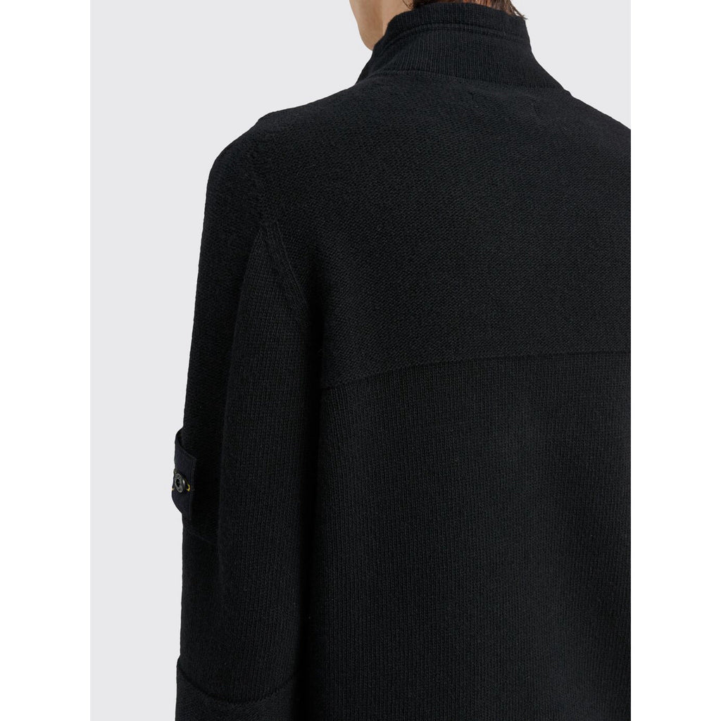 Stone Island Lambswool Half Zip Knit Sweatshirt in Black