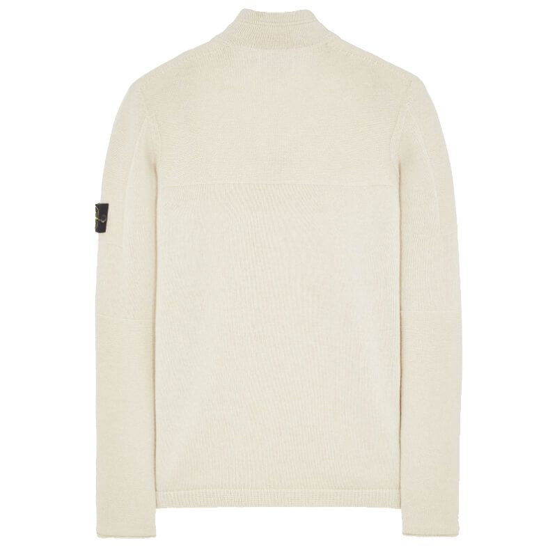 Stone Island Lambswool Half Zip Knit Sweatshirt in Stucco
