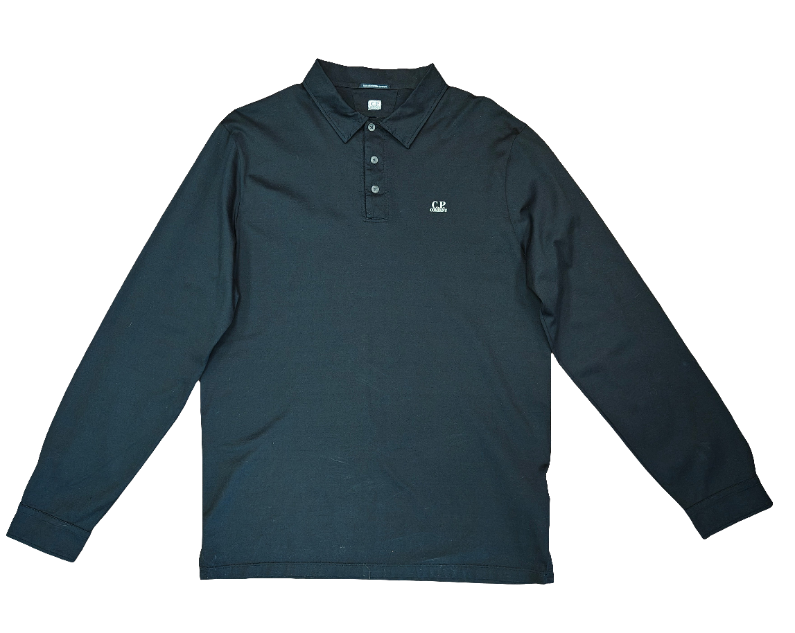 Cp Company 299A Long Sleeve Polo In Black