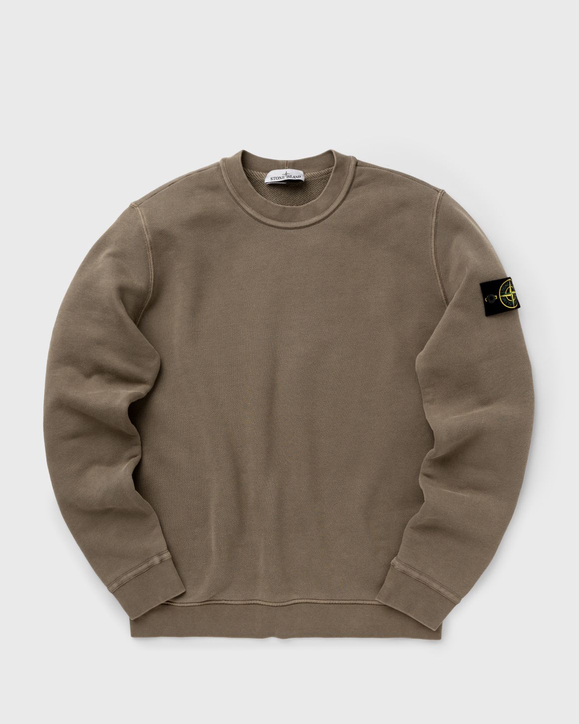 Stone Island Organic Cotton Diagonal Old Effect Sweatshirt In Walnut Brown