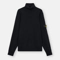 Stone Island Turtle Neck Ribbed Wool Sweatshirt Black