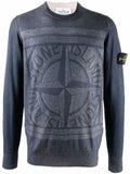 Stone Island Reversible Compass Logo Knitted Sweatshirt Navy