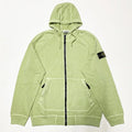 Stone Island Garment Dyed Full Zip Hoodie In Lime Green